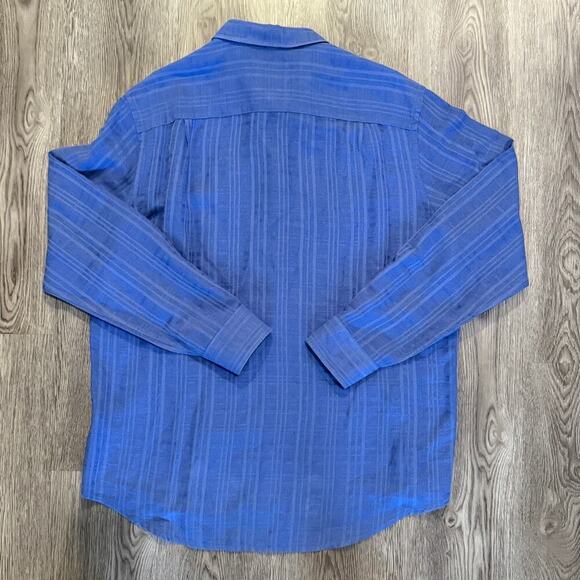 Tasso Elba Island Mens Sky Blue Long Sleeve Linen Cotton Shirt Blue Size Large - Picture 2 of 5